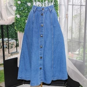 Vintage Denim Button Skirt 1990s